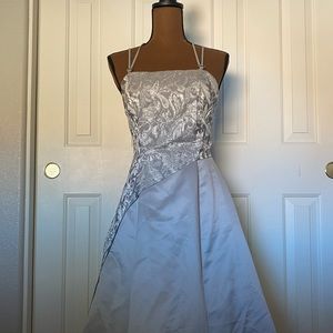 silver brocade prom dress tulle gown w heart straps